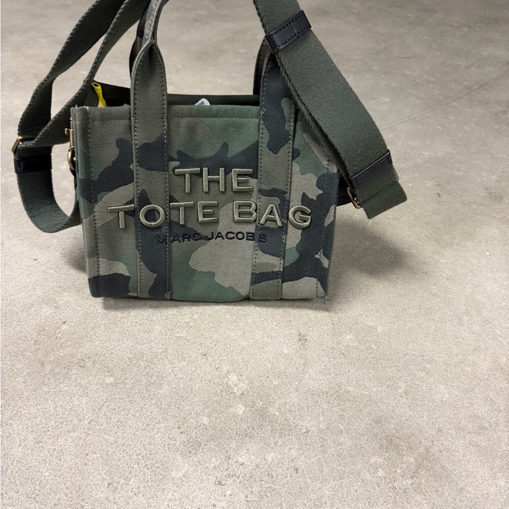 Marc Jacobs Camouflage Tote Bag with Bold Lettering